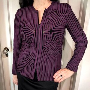 Obstinée Silk Jacket, Intricately Patterned Purple Silk Ribbons, Stretch, Size 6